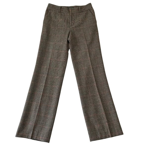 Lauren Ralph Lauren Womens Wool Blend Houndstooth Plaid Trouser Size 4 Petite - Picture 1 of 11